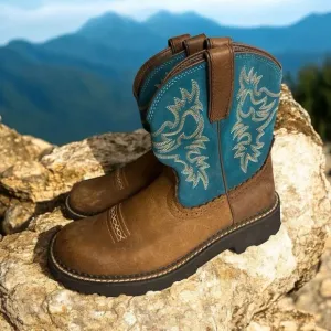 ARIAT Girls' Heritage Western Boot Round Toe 10038376 Distressed Brown Teal 10B