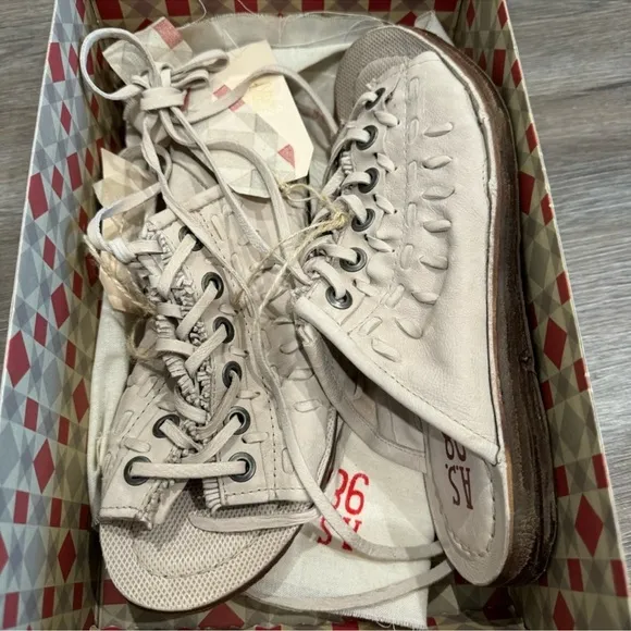 A.S.98 Regis Bone Leather Laced Lace Up Wrap Around Sandals