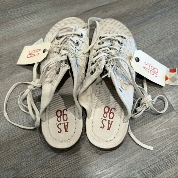 A.S.98 Regis Bone Leather Laced Lace Up Wrap Around Sandals