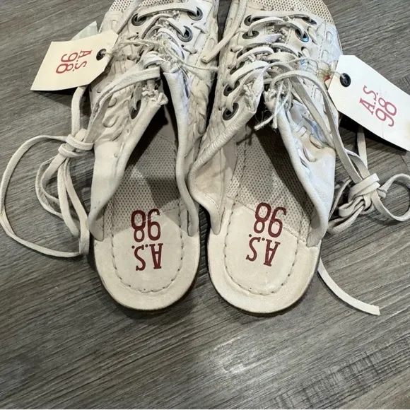 A.S.98 Regis Bone Leather Laced Lace Up Wrap Around Sandals
