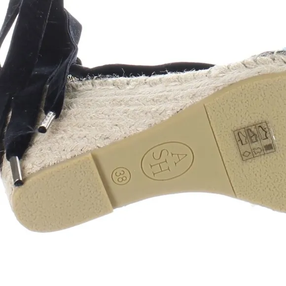 Ash Paola Blue Black Espadrilles Wedge Sandals