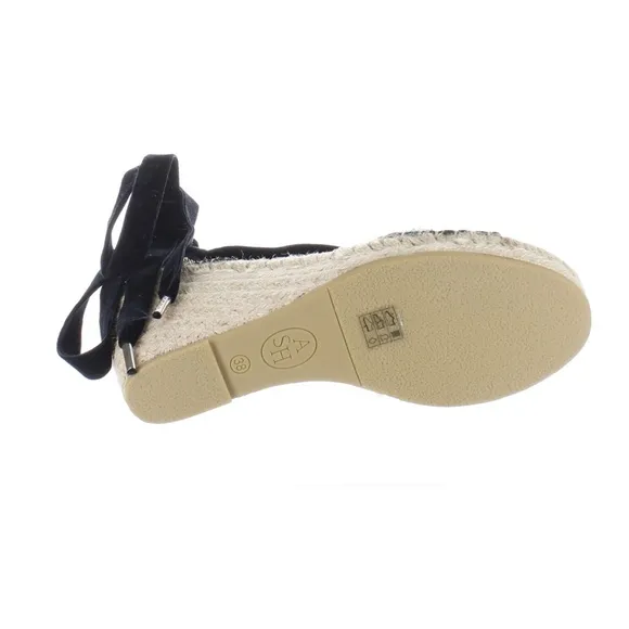 Ash Paola Blue Black Espadrilles Wedge Sandals