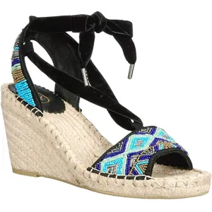 Ash Paola Blue Black Espadrilles Wedge Sandals