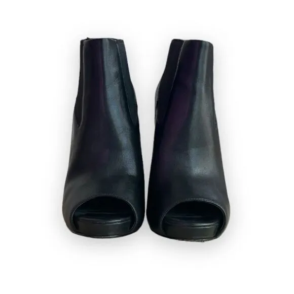 ASH | Amber Black Leather Stiletto Open-Toe Booties (5.5)