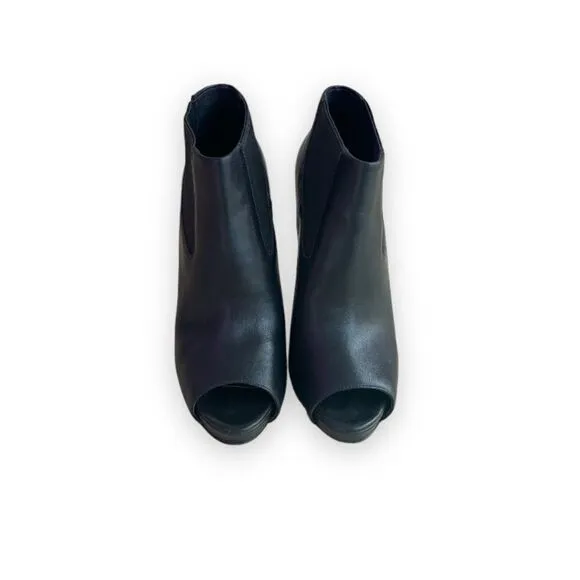 ASH | Amber Black Leather Stiletto Open-Toe Booties (5.5)
