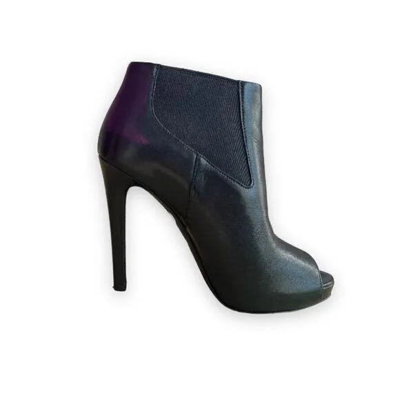 ASH | Amber Black Leather Stiletto Open-Toe Booties (5.5)