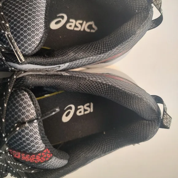 Asics Gel Venture 7 Grey Black Red Trail Running Sneakers Men's Leather Mesh 9.5