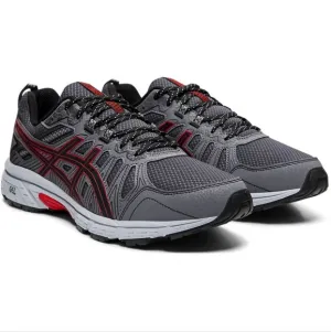 Asics Gel Venture 7 Grey Black Red Trail Running Sneakers Men's Leather Mesh 9.5