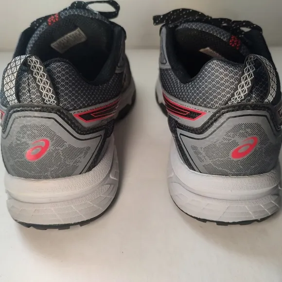 Asics Gel Venture 7 Grey Black Red Trail Running Sneakers Men's Leather Mesh 9.5