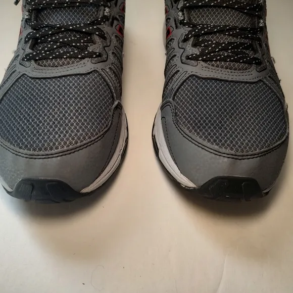 Asics Gel Venture 7 Grey Black Red Trail Running Sneakers Men's Leather Mesh 9.5
