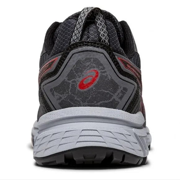 Asics Gel Venture 7 Grey Black Red Trail Running Sneakers Men's Leather Mesh 9.5