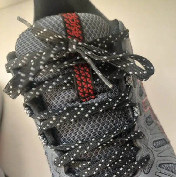 Asics Gel Venture 7 Grey Black Red Trail Running Sneakers Men's Leather Mesh 9.5