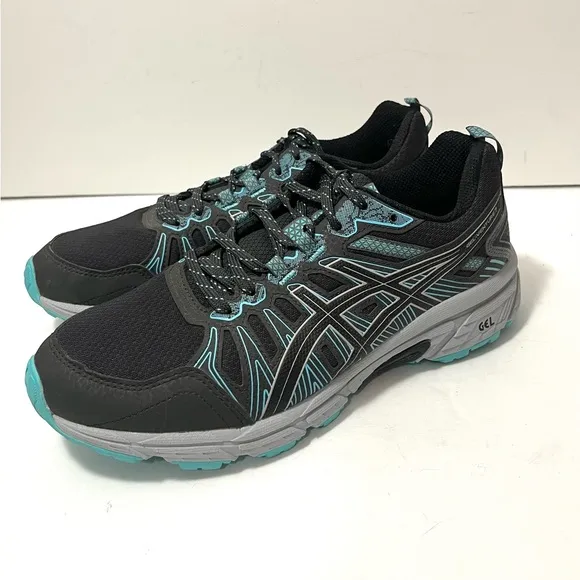 Asics Gel Venture 7 Grey Blue Trail Running Shoe Sneaker Comfort Women Size 8