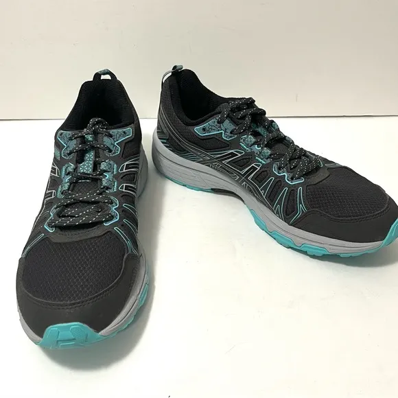 Asics Gel Venture 7 Grey Blue Trail Running Shoe Sneaker Comfort Women Size 8