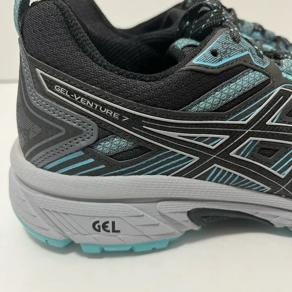 Asics Gel Venture 7 Grey Blue Trail Running Shoe Sneaker Comfort Women Size 8