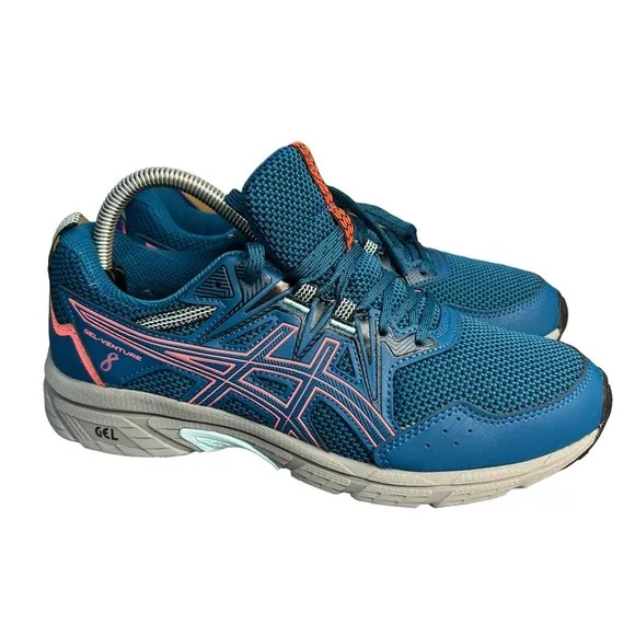 ASICS Gel Venture 8 Sneakers Womens Deep Sea Teal Blazing Coral Lace Up Athletic