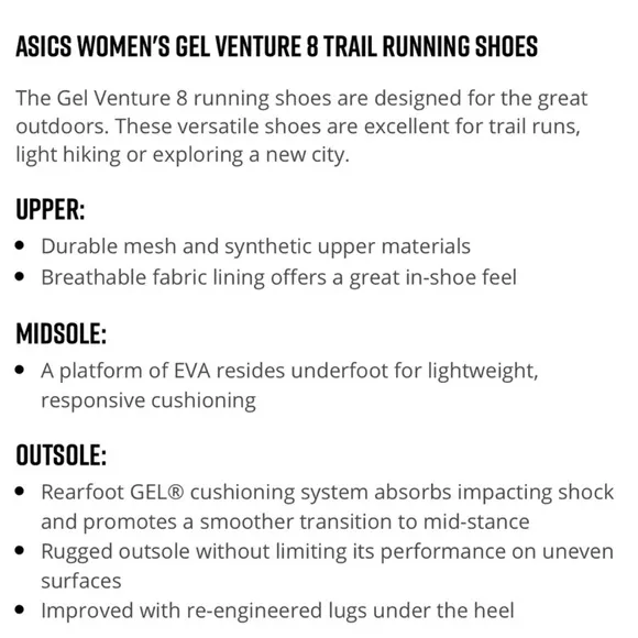 Asics Gel-Venture 8 Trail Running Shoe Womans sz 10 Pink Blue Black EUC Sneakers