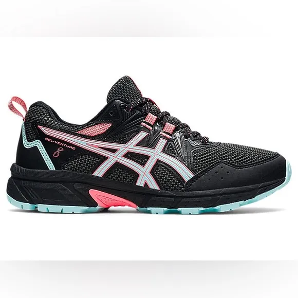 Asics Gel-Venture 8 Trail Running Shoe Womans sz 10 Pink Blue Black EUC Sneakers