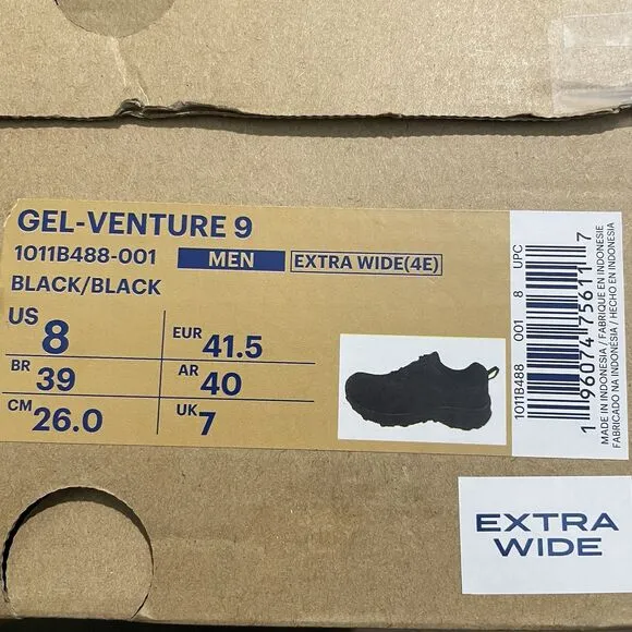 Asics Gel-Venture 9 Mens Trail Running Shoes Size 8 Extra Wide (4E) 1011B488-001