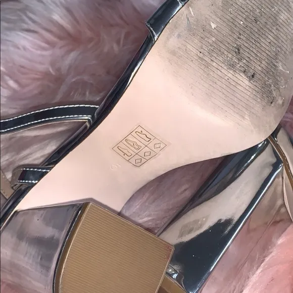 ASOS Hermione Silver Mirror Block Heel Sandals