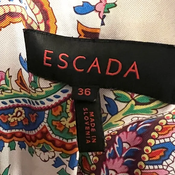 Authentic Escada Black Blazer contrasting Pino Stitching.  Size 36