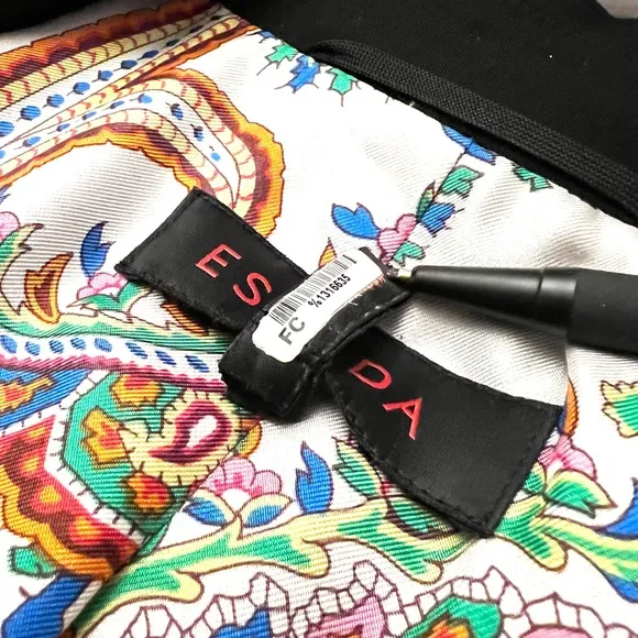 Authentic Escada Black Blazer contrasting Pino Stitching.  Size 36