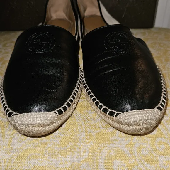 Authentic Gucci Black and Cream Women's Espadrilles