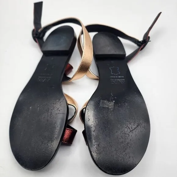AVEC Moderation red &amp; rose gold leather sandals
