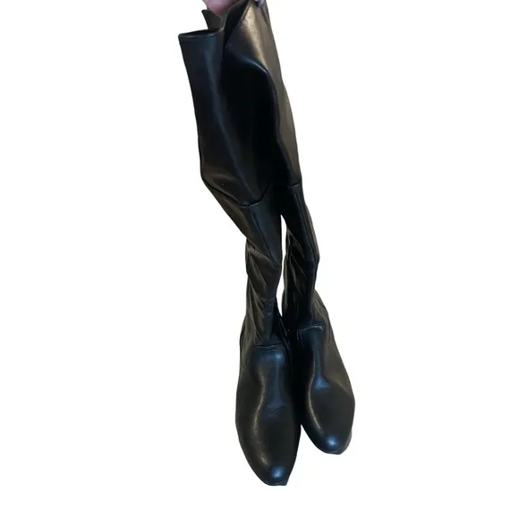 Avenue Black Knee-High Boots with Buckle 12W