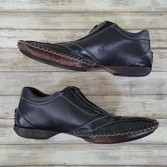 Bacco Bucci Christoff Leather Zippered Dressy Casual Loafers Men's Size 11 Black