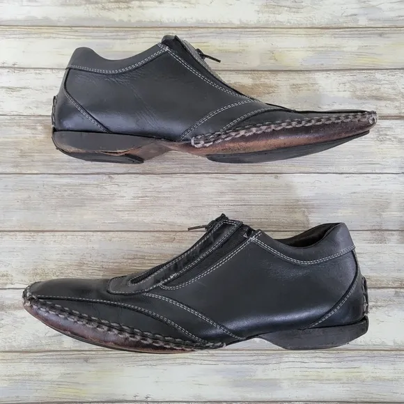 Bacco Bucci Christoff Leather Zippered Dressy Casual Loafers Men's Size 11 Black