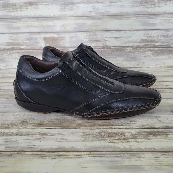 Bacco Bucci Christoff Leather Zippered Dressy Casual Loafers Men's Size 11 Black