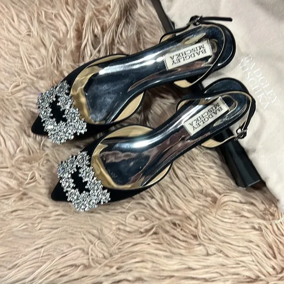 Badgley Mischka Brand Saga Crystal Buckle Pointed Toe Flat