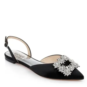 Badgley Mischka Brand Saga Crystal Buckle Pointed Toe Flat
