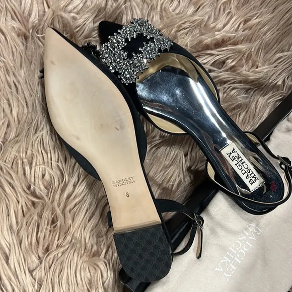 Badgley Mischka Brand Saga Crystal Buckle Pointed Toe Flat