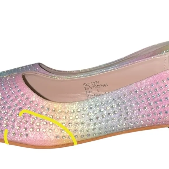 Badgley Mischka Pastel Ombré Rhinestone Slip-On Ballet‎ Flats Size 5