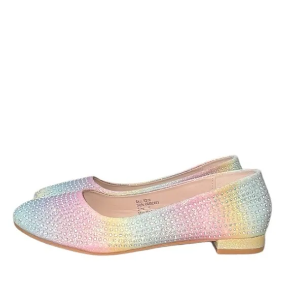 Badgley Mischka Pastel Ombré Rhinestone Slip-On Ballet‎ Flats Size 5