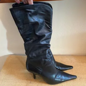 Bakers High Heeled Boots Black Leather Pointed Toe Size 7.5M