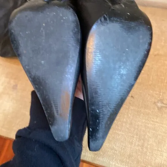 Bakers High Heeled Boots Black Leather Pointed Toe Size 7.5M