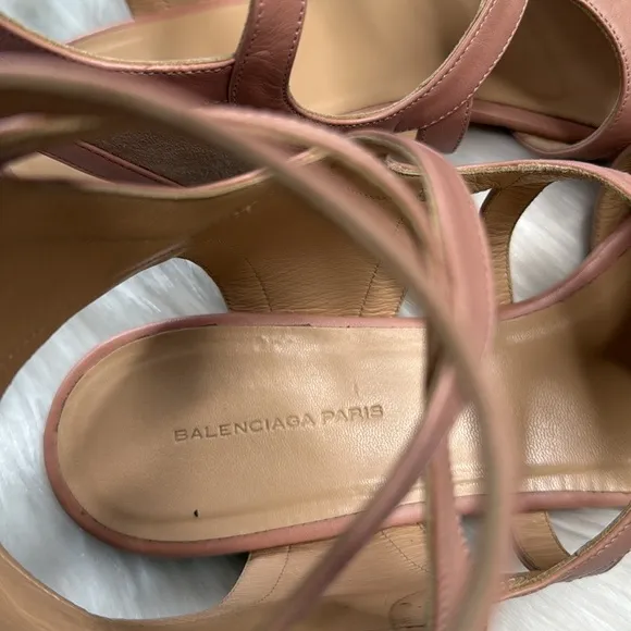 Balenciaga Pink Suede and Leather Gladiator Sandals