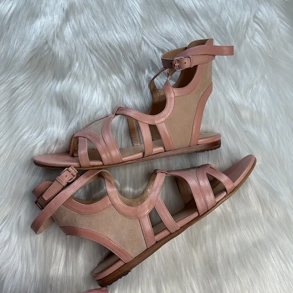 Balenciaga Pink Suede and Leather Gladiator Sandals