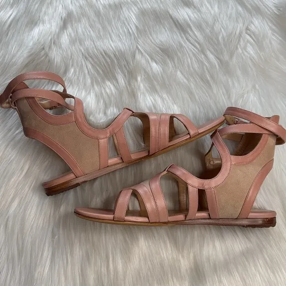 Balenciaga Pink Suede and Leather Gladiator Sandals