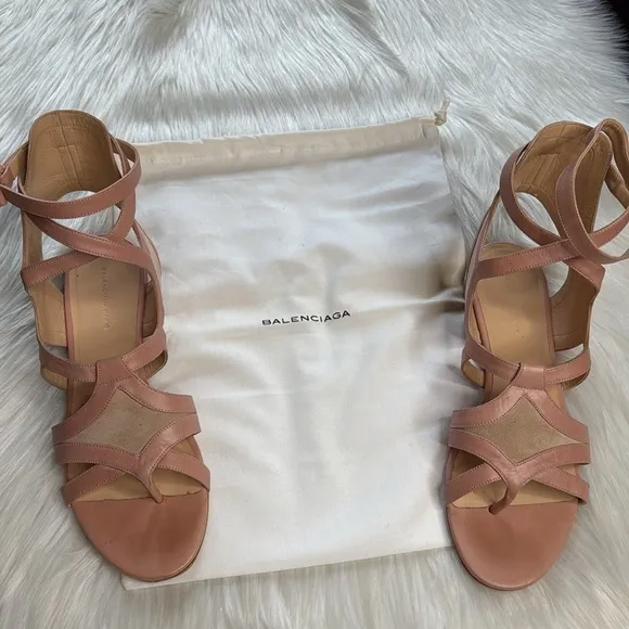 Balenciaga Pink Suede and Leather Gladiator Sandals