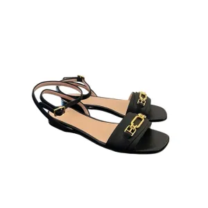 Bally  Dossy Leather Square Toe Flat Ankle Strap Sandals NEW Size 6