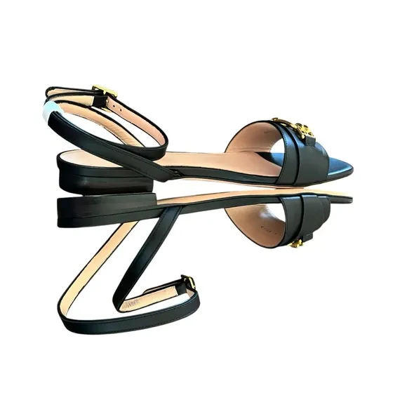 Bally  Dossy Leather Square Toe Flat Ankle Strap Sandals NEW Size 6