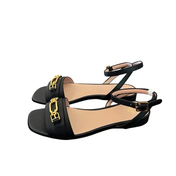 Bally  Dossy Leather Square Toe Flat Ankle Strap Sandals NEW Size 6