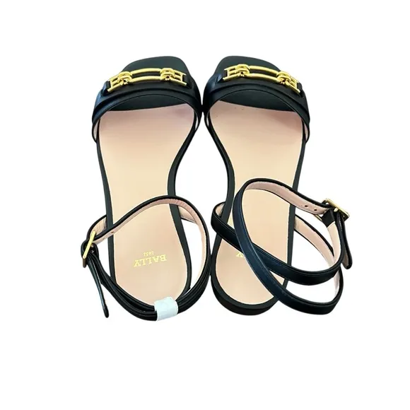 Bally  Dossy Leather Square Toe Flat Ankle Strap Sandals NEW Size 6