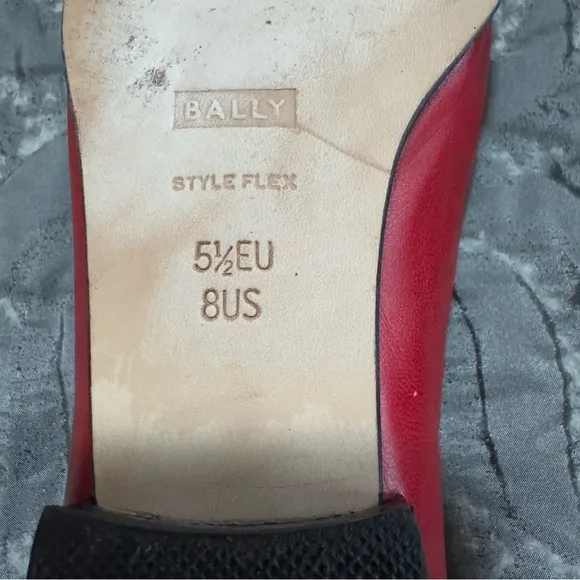 Bally Italy Leather Women’s Size 8 Talbala Horse Bit Red Loafers Flex Si…