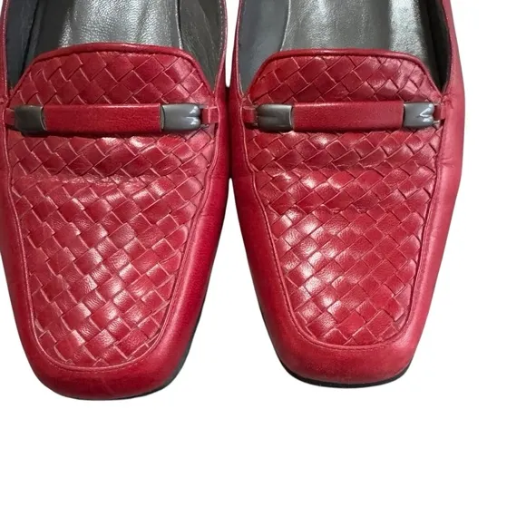 Bally Italy Leather Women’s Size 8 Talbala Horse Bit Red Loafers Flex Si…