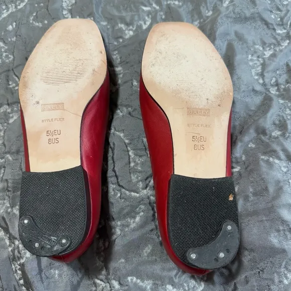 Bally Italy Leather Women’s Size 8 Talbala Horse Bit Red Loafers Flex Si…
